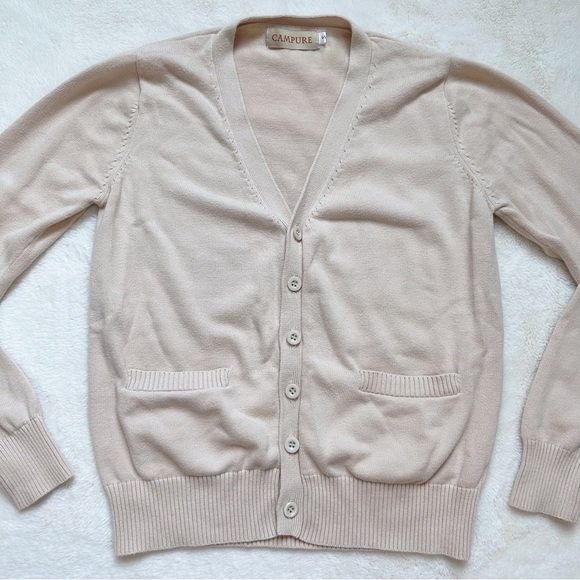 Campure Beige Button Down Cardigan Size Small - Picture 2 of 9